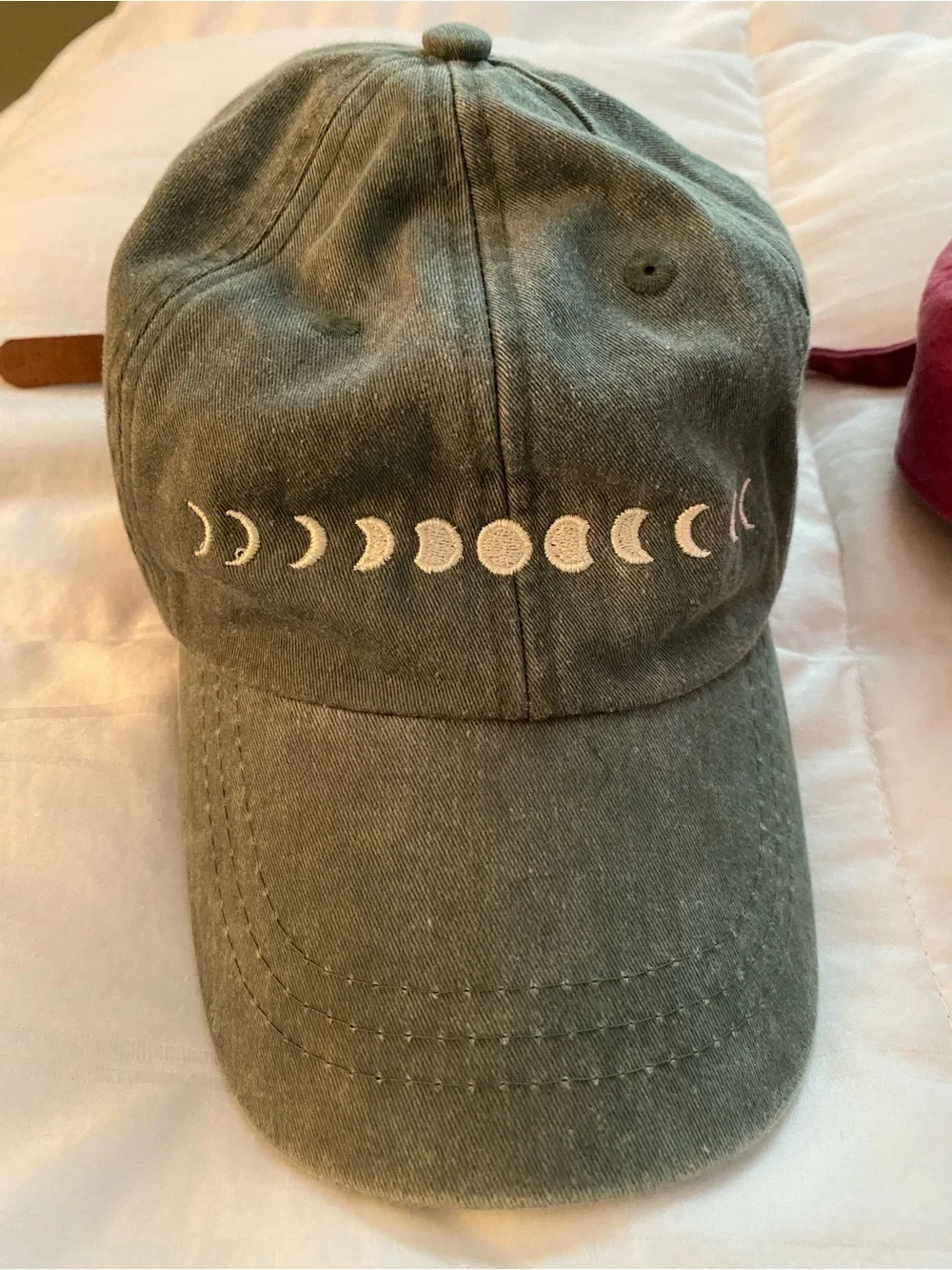 Moon Phase Olive Green Baseball Cap & Pink Baseball Cap - Set of 2